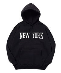 White New York Print Hoodie