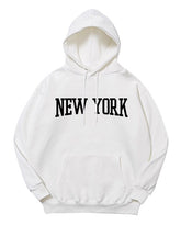 White New York Print Hoodie