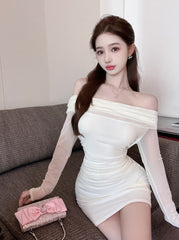 White Off-Shoulders Bodycon Dress