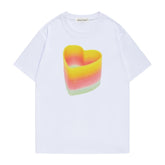 White Ombre Heart Print T-Shirt