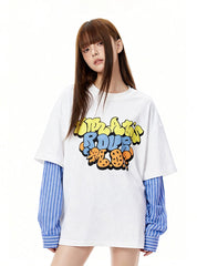 White Overlay Graffiti T-Shirt
