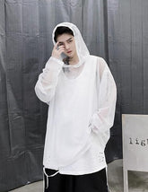White Oversized Net Hoodie