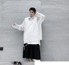 White Oversized Net Hoodie