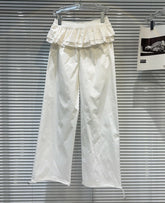 White Pants With Detachable Pleated Skirt