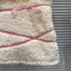 White Plush Skirt With Pink Ribbons