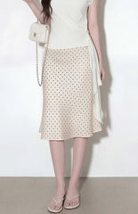White Polkadot Midi Skirt