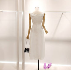 White Puff Sleeves A-Line Dress