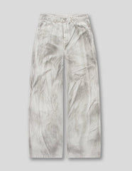 White Ragged Style Wide Leg Jeans