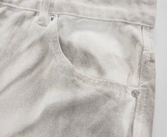 White Ragged Style Wide Leg Jeans