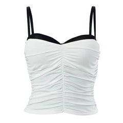 White Ruched Two-Piece Illusion Sling Top