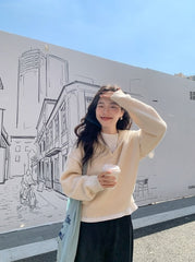 White Sailor Collar Knit Sweater