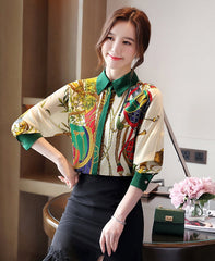 White Scarf Pattern Shirt