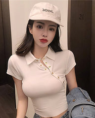 White Short Collared Polo Shirt