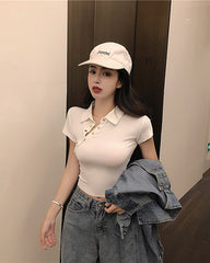 White Short Collared Polo Shirt