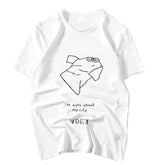 White Sketch Print Crewneck T-Shirt