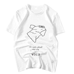 White Sketch Print Crewneck T-Shirt