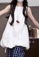 White Sleeveless Balloon Mini Dress