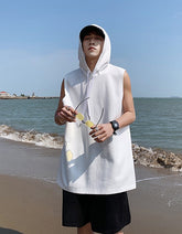 White Sleeveless Vest Hoodie