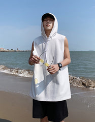 White Sleeveless Vest Hoodie