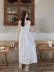 White Soft V-Neck Midi Dress