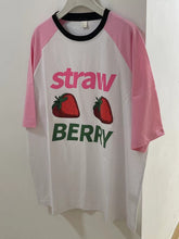 White Strawberry Print Raglan T-Shirt