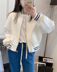 White Striped Varsity Jacket