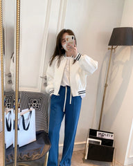 White Striped Varsity Jacket