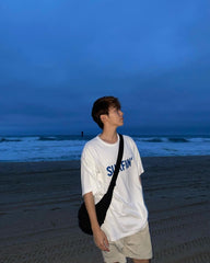 White 'Surfin' Crewneck T-Shirt