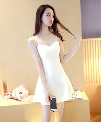 White V-Neck Sling Dress