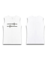 White Vintage Sword Graphic Sleeveless T-Shirt