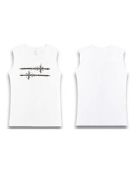 White Vintage Sword Graphic Sleeveless T-Shirt