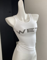 White WET Print Tank Top