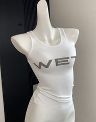 White WET Print Tank Top