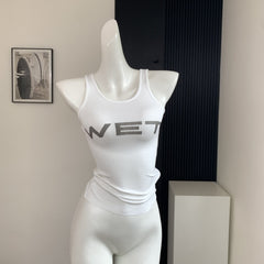 White WET Print Tank Top