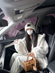 White Winter Plush Hooded Jacket