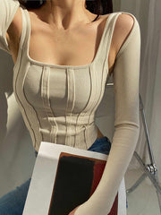 Brown Tank Top And Short Cardigan Set