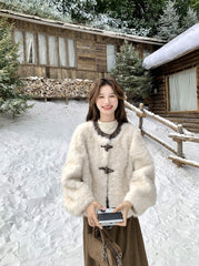 Winter Fashion Faux Fur Trimmed Puffer Coat