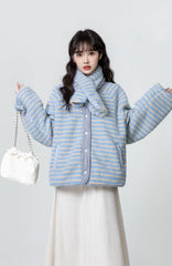 Winter Reversible Striped Fleece Coat