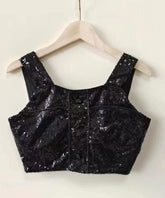 Black Shiny Crop Top