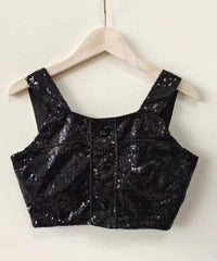 Black Shiny Crop Top