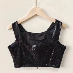 Black Shiny Crop Top