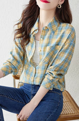 Yellow And Blue Plaid Shirt