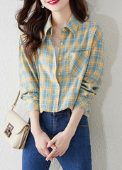 Yellow And Blue Plaid Shirt