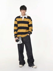 Yellow And Black Stripes Polo Shirt