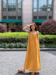 Yellow Beach Tassel Sundress Summer Vacation Style