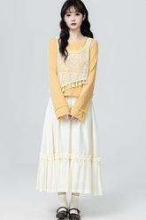 Yellow Knit Vest And Sweater Set