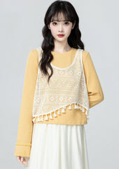 Yellow Knit Vest And Sweater Set