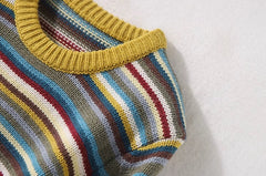 Yellow Multicolored Stripes Sweater