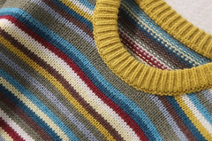 Yellow Multicolored Stripes Sweater