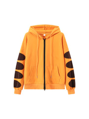 Yellow Tiger Pattern Zip-Up Hoodie